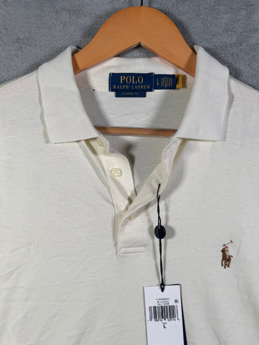 Polo Ralph Lauren Shirt Mens L Cream Classic Fit Short Sleeve Soft $118